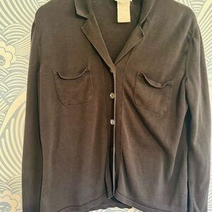 Armani Collezioni Black 100% Silk Knit Cardigan Sweater